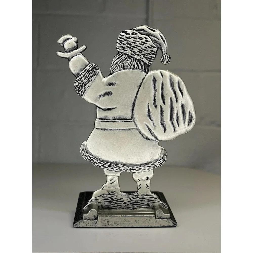 Pewter Santa Stocking Holder Hanger Bag Gifts Christmas‎ Teddy Bear Silver Tone